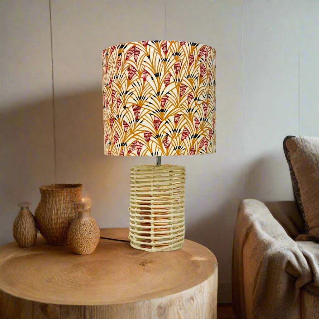 Rattan Mustard Red Reed Table Lamp