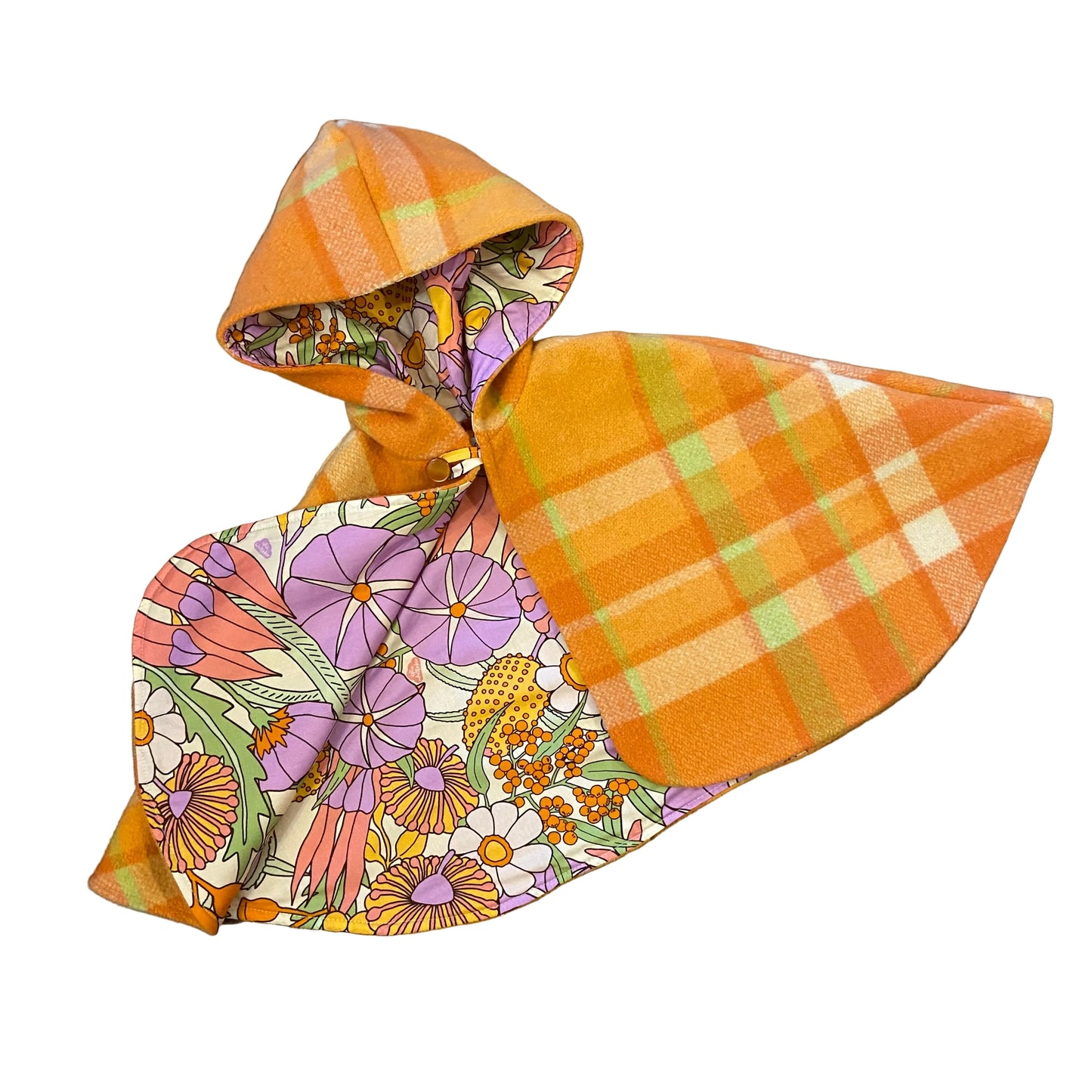 Vintage Blanket Woollen Cape - Orange