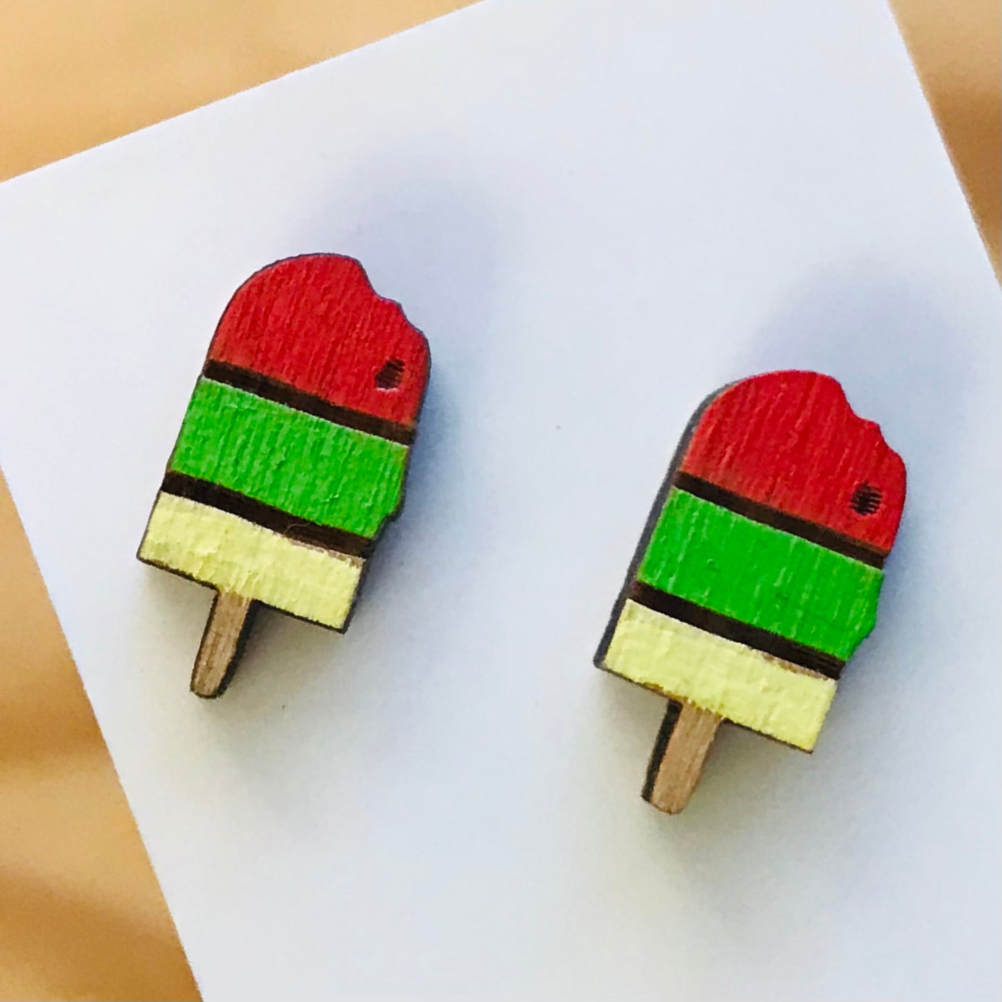 Novelty Studs Earrings - Graphic Wood
