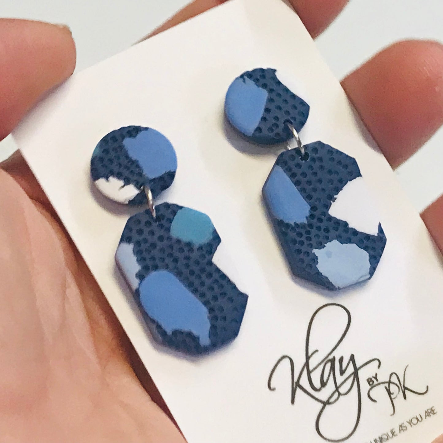 Handmade Polymer Clay Earrings - Sky