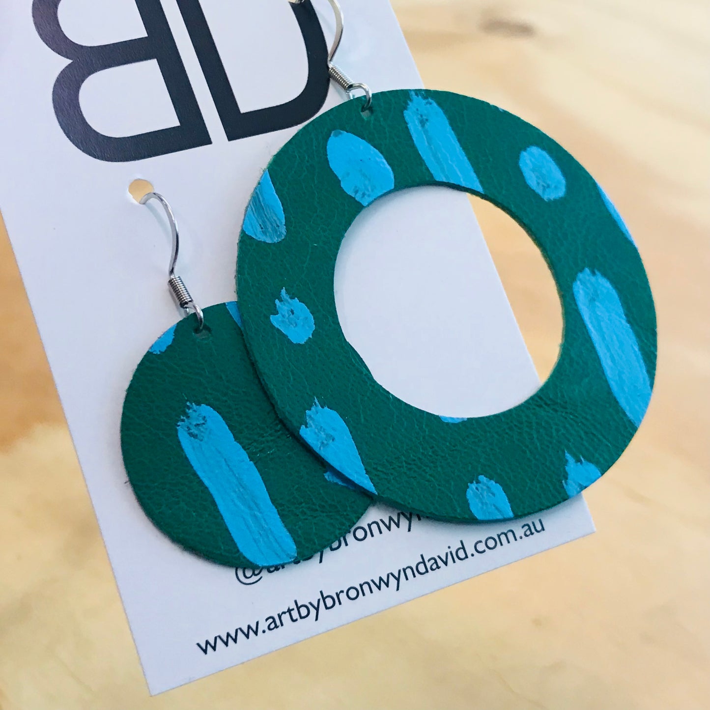 Hand painted leather bold statement earrings - The Decorative Sphere