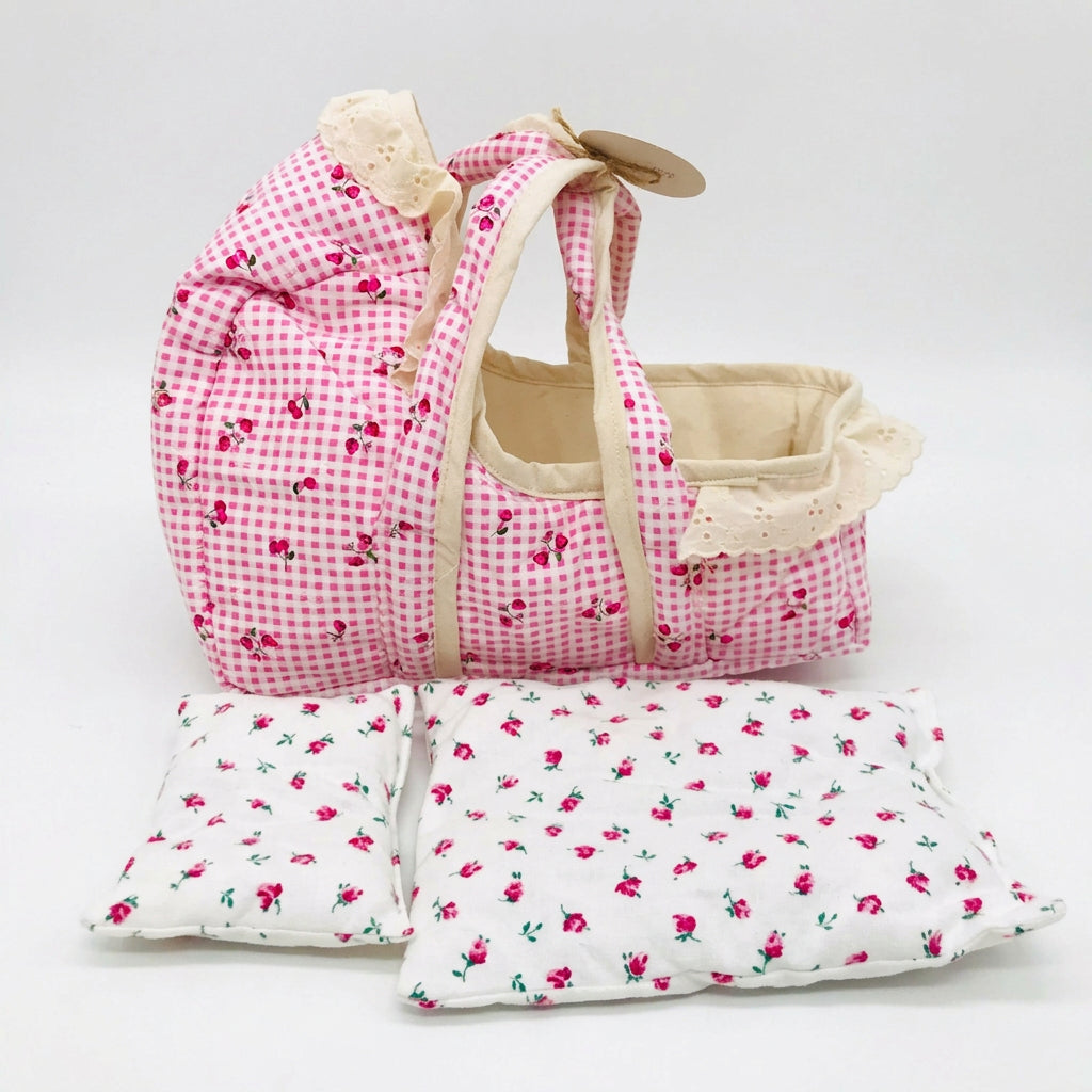 Cloth Carrier Dolls Basket Set with Blanket and Pillow