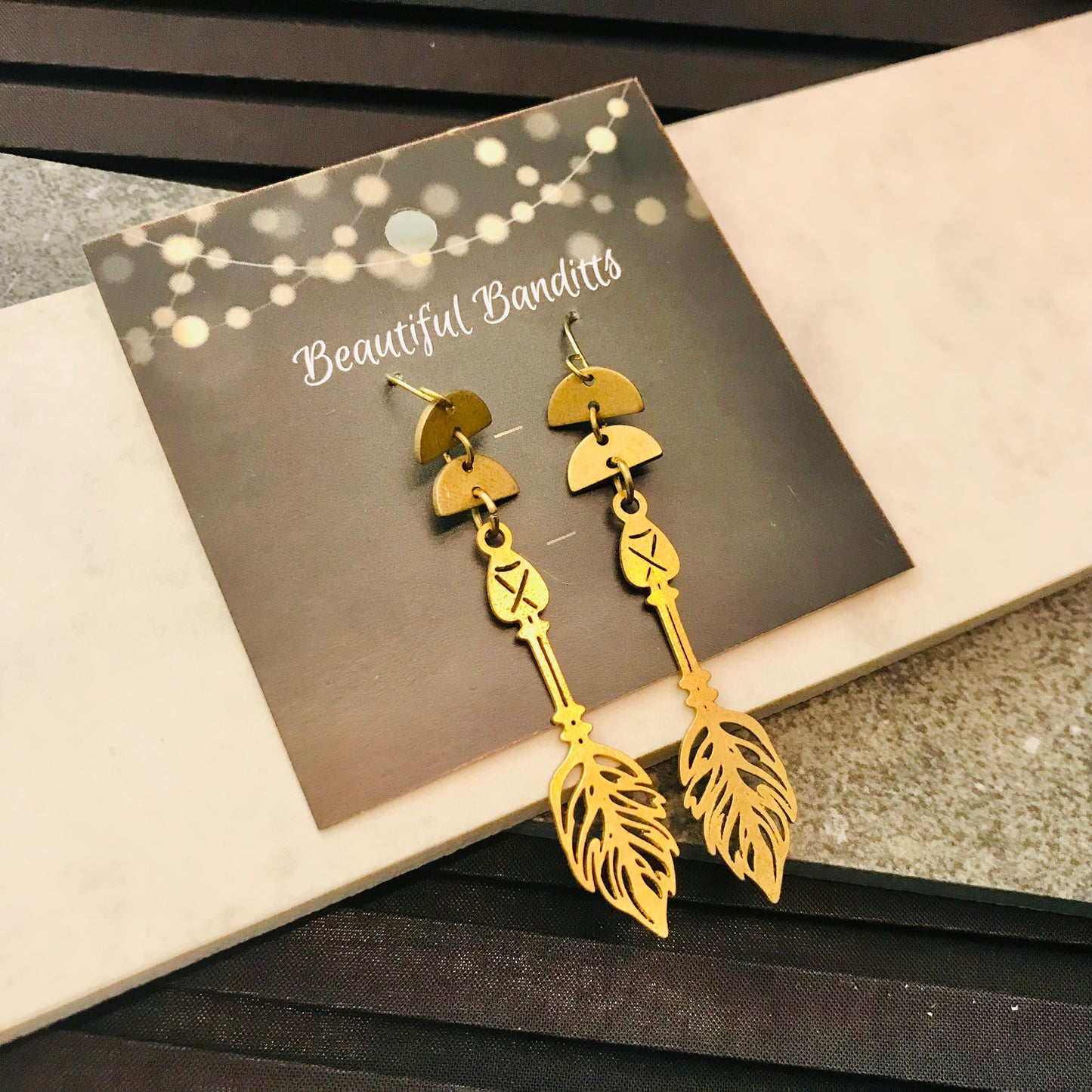 Mixed Metal and Resin Earrings - medium