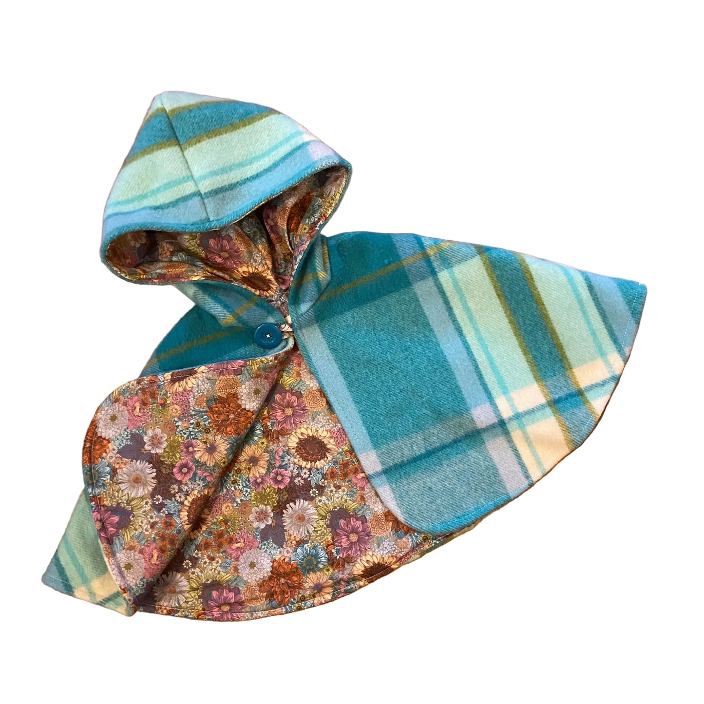 Vintage Blanket Woollen Cape - Blue