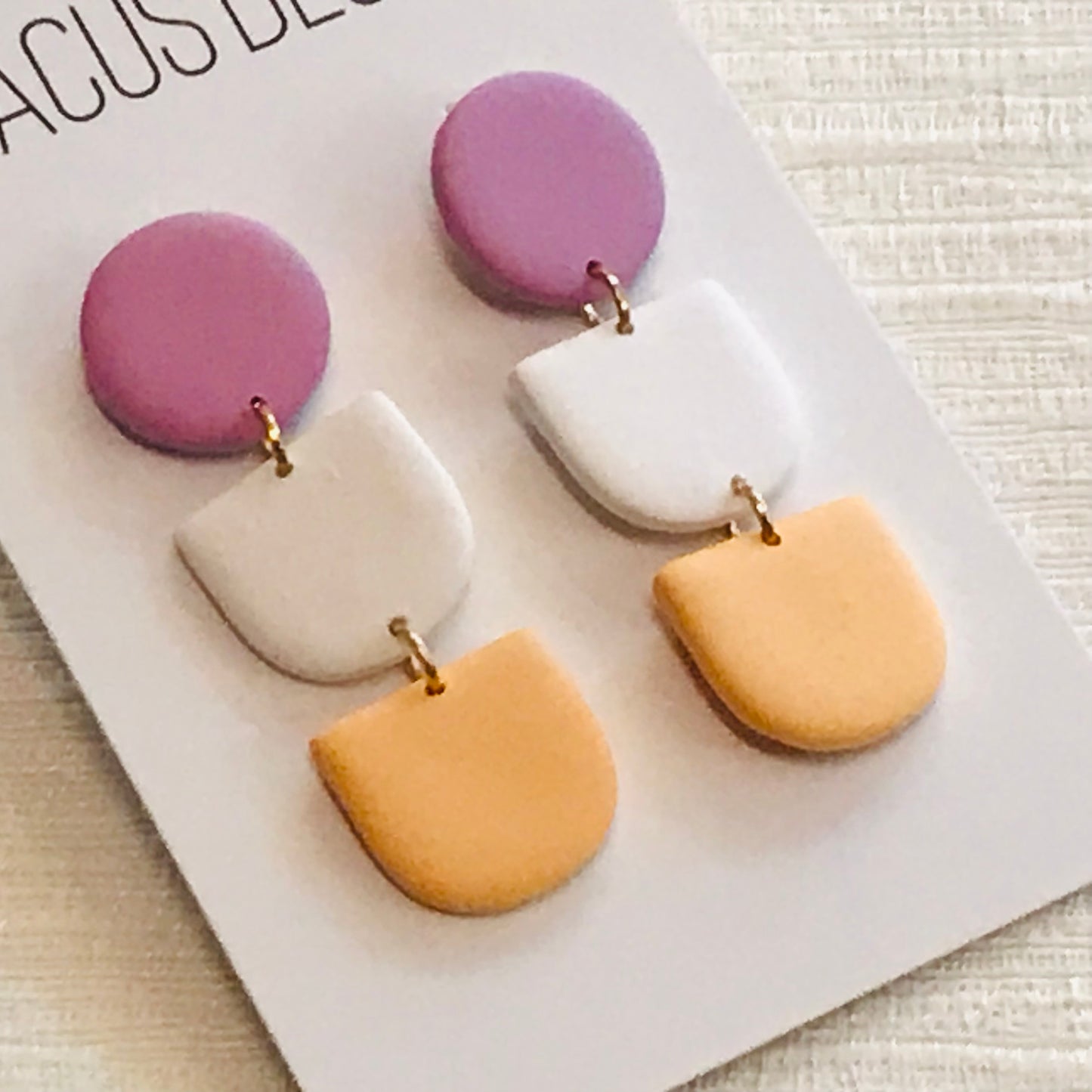 Handmade Polymer Clay Earrings - Double Arch Drop