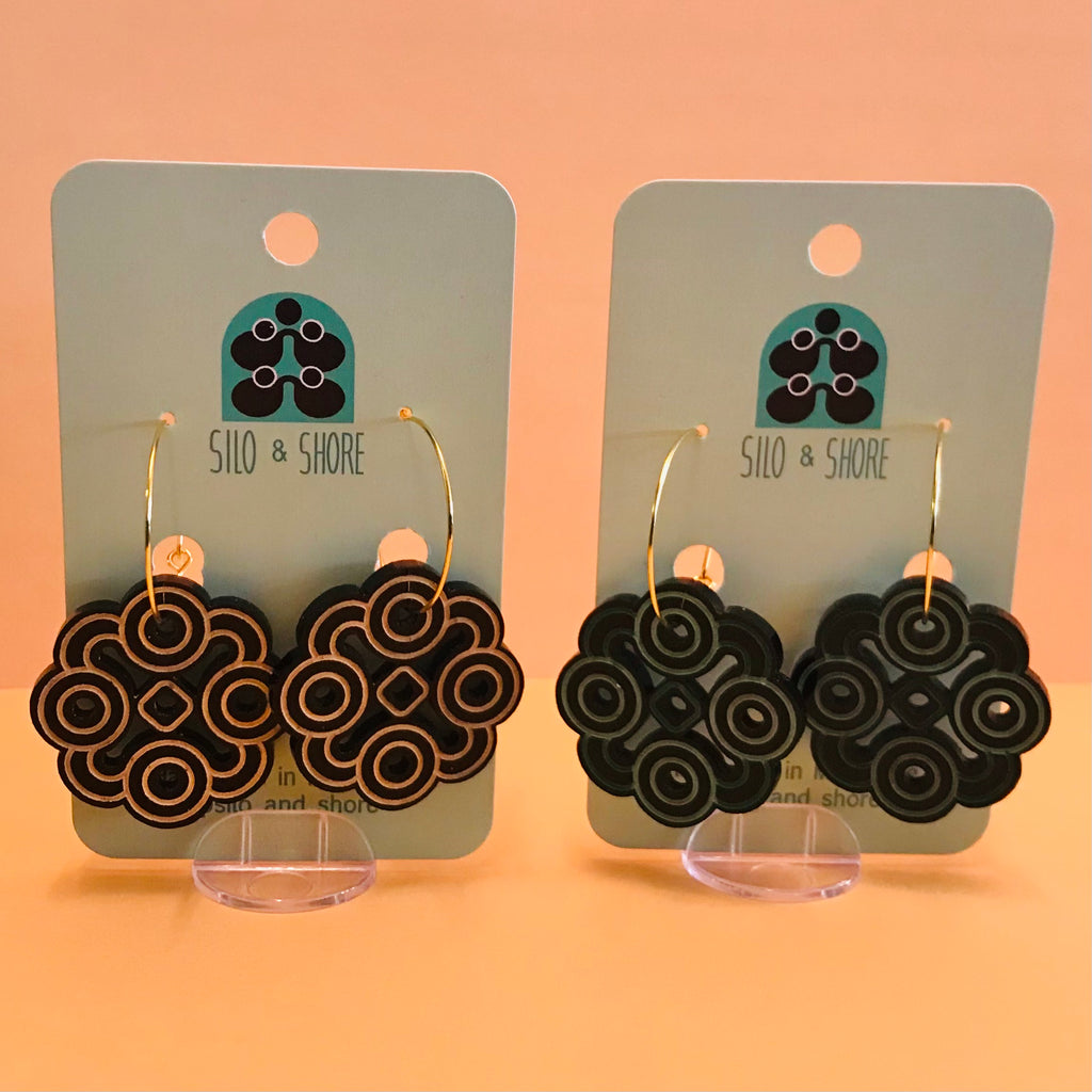 Art Deco Acrylic Earrings - Rounded Squares