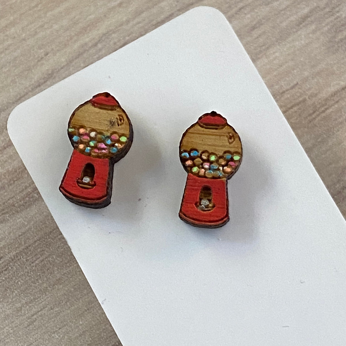 Novelty Studs Earrings - Graphic Wood