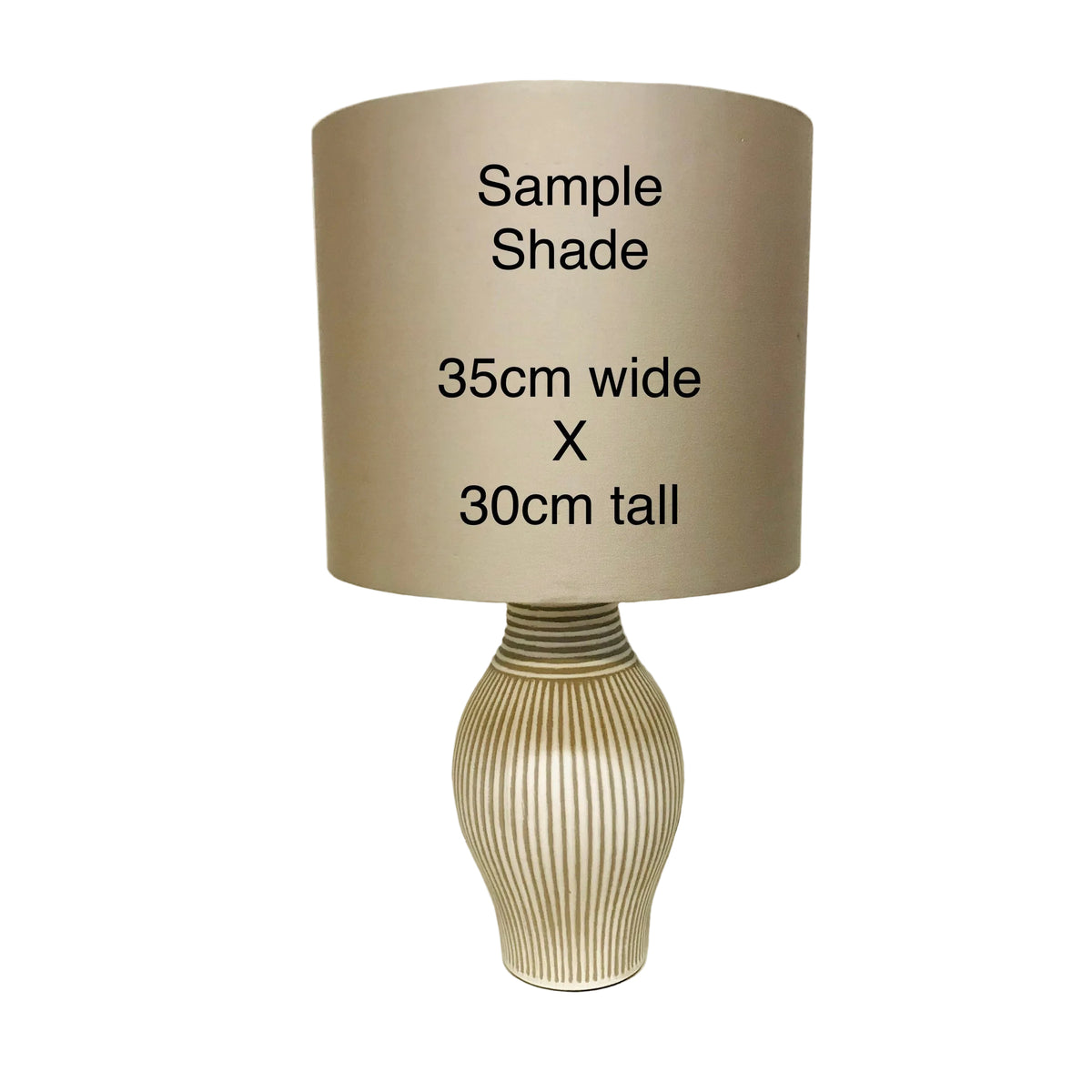 Off White with Grey Ridges Urn Matt Ceramic Table Lamp