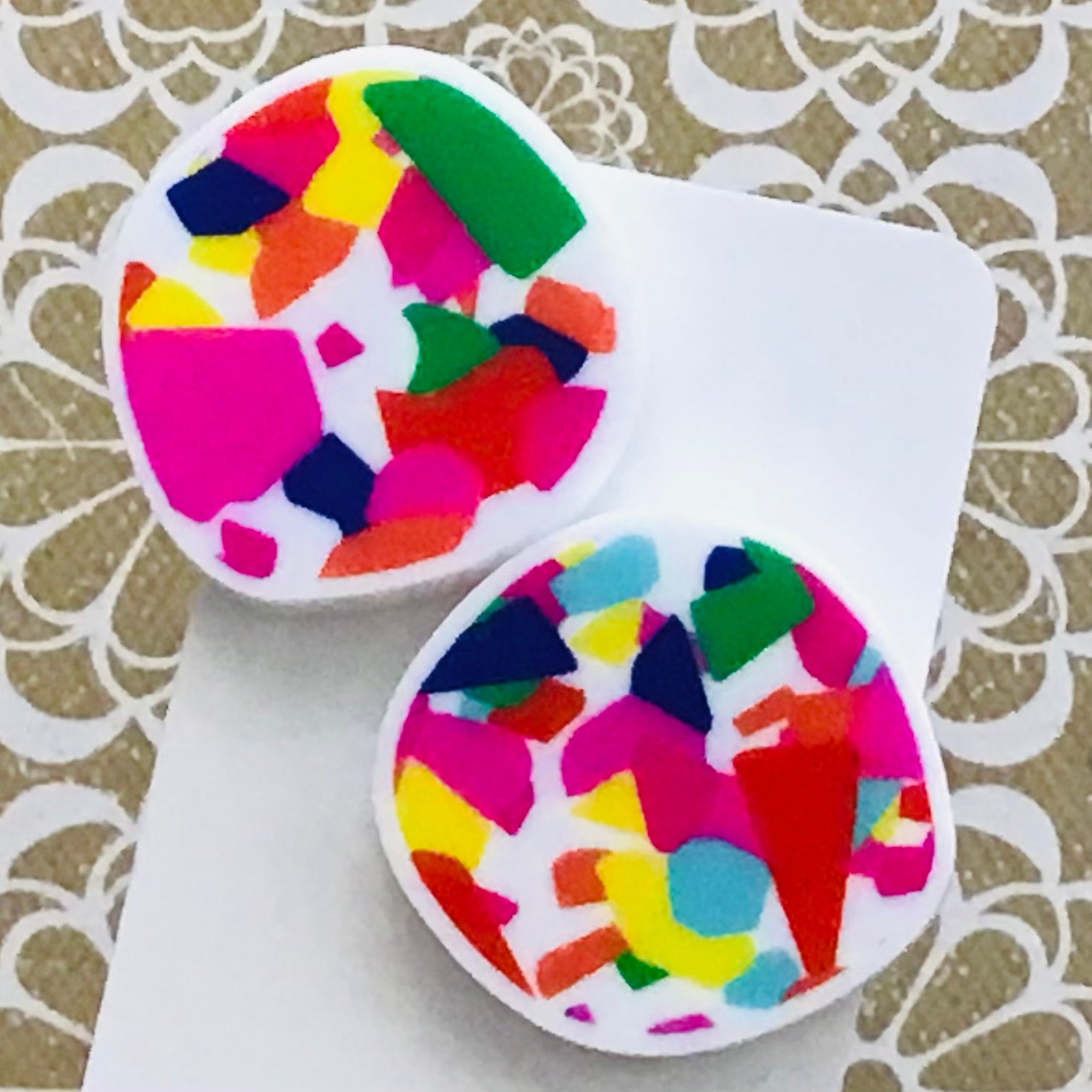 Novelty Studs Earrings - Graphic Acrylic