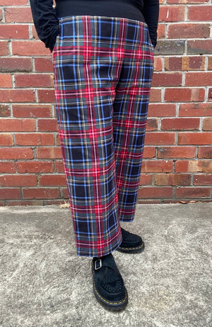 Women's Handmade Band Pants - Tartan