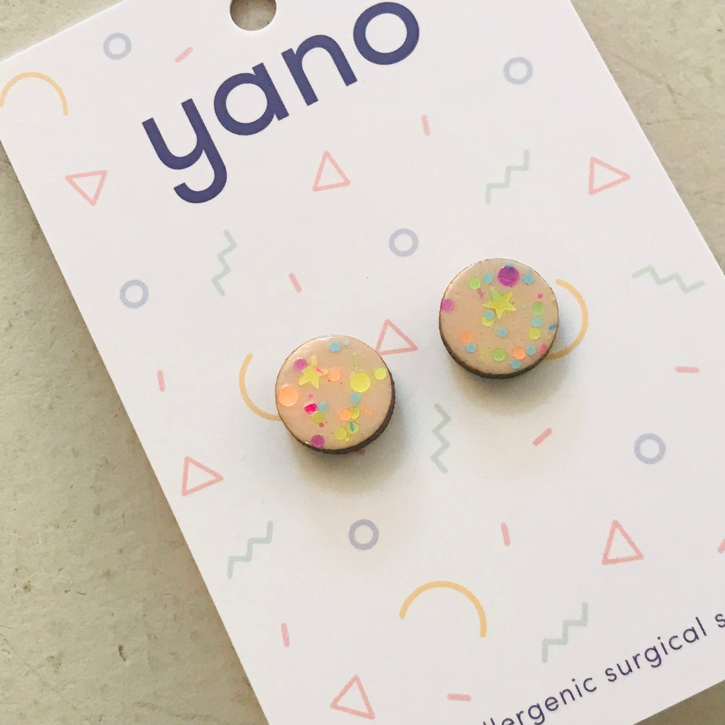 Large Round Laser Cut Timber Stud Earrings