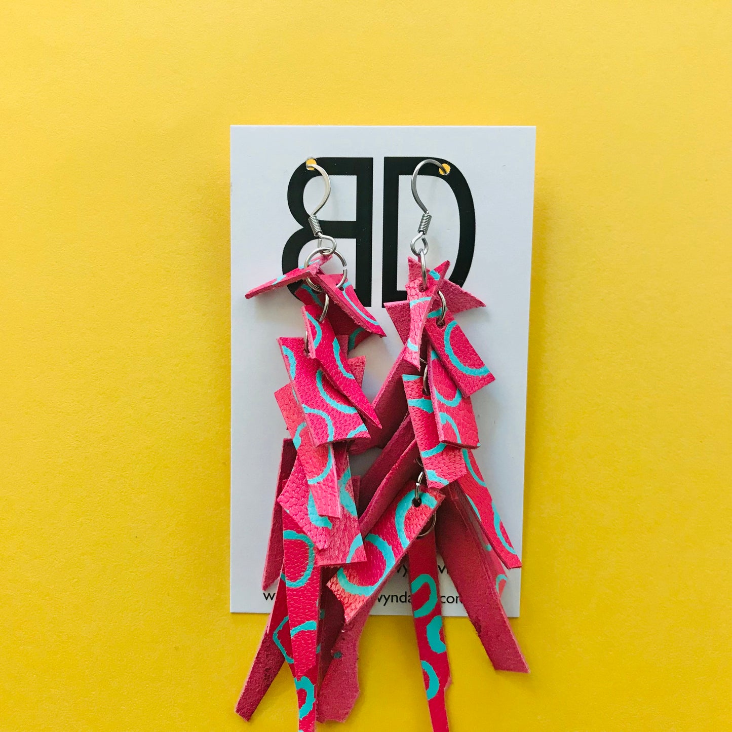 Hand painted leather bold statement earrings - The Tassle