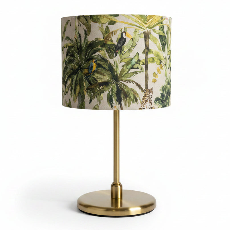 Brass Post Table Lamp with Jungle Palms Shade (pair available)