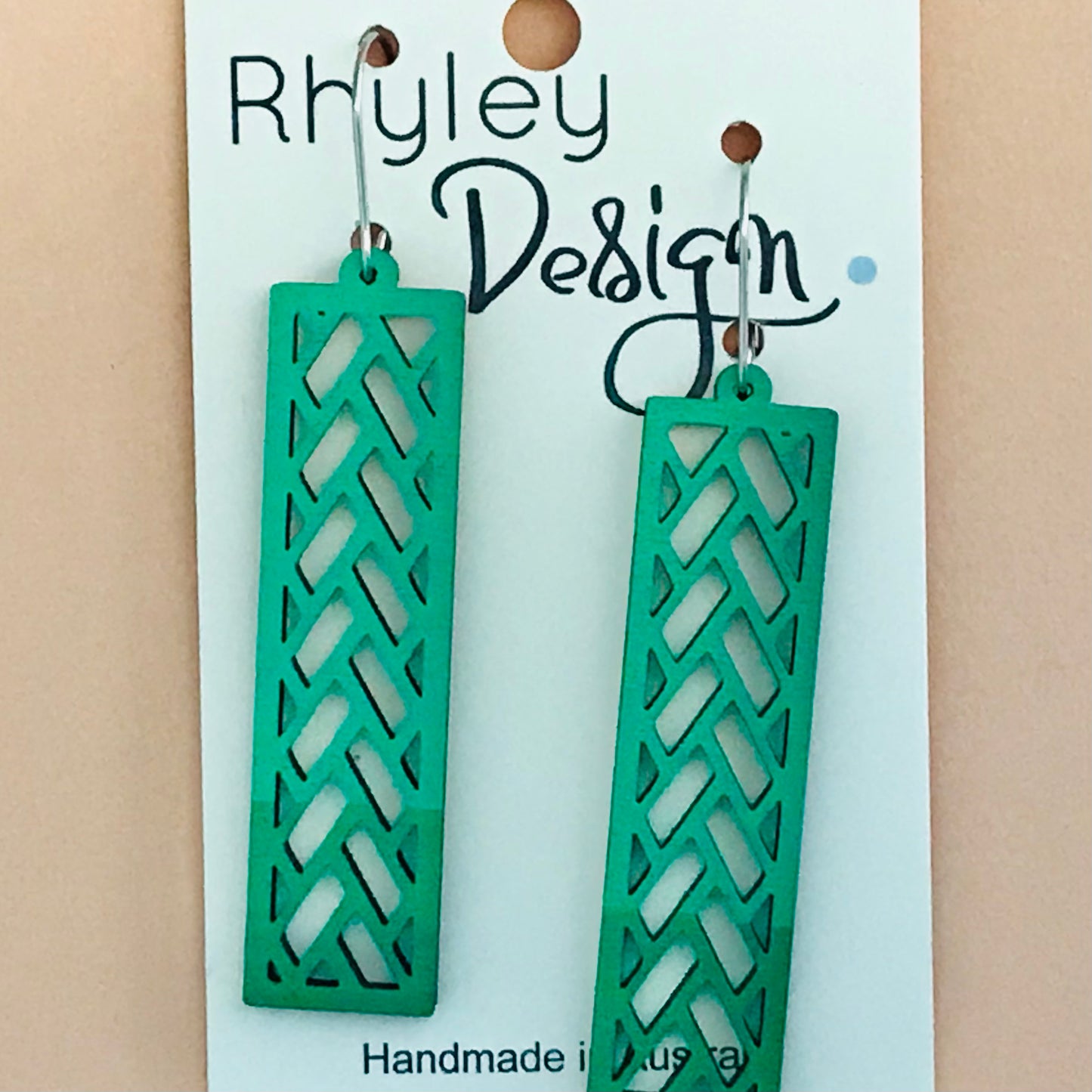 Wooden Boxed Grid Statement Earrings