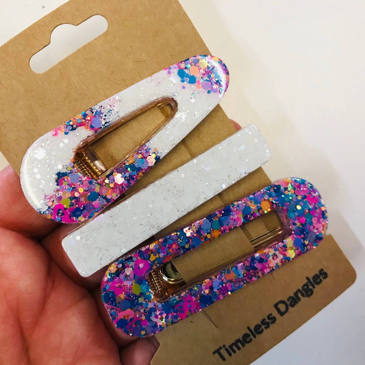 Resin Sparkle Hair Clips - Set of 3