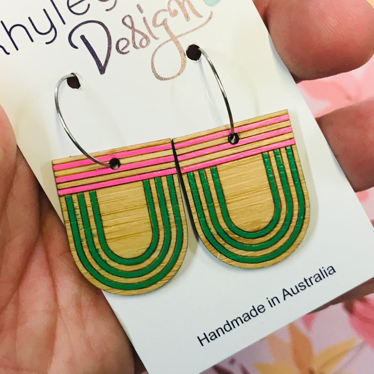 Wooden U Statement Earrings