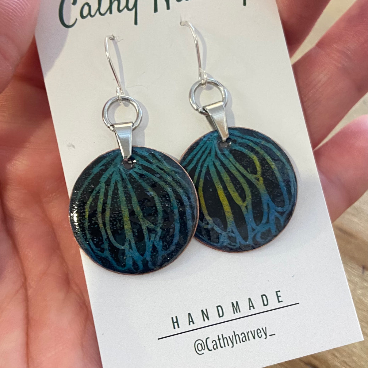 Handpainted Earrings -  Enamel on Copper