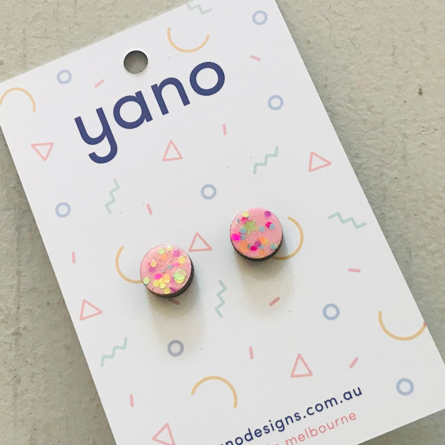 Round Laser Cut Timber Stud Earrings
