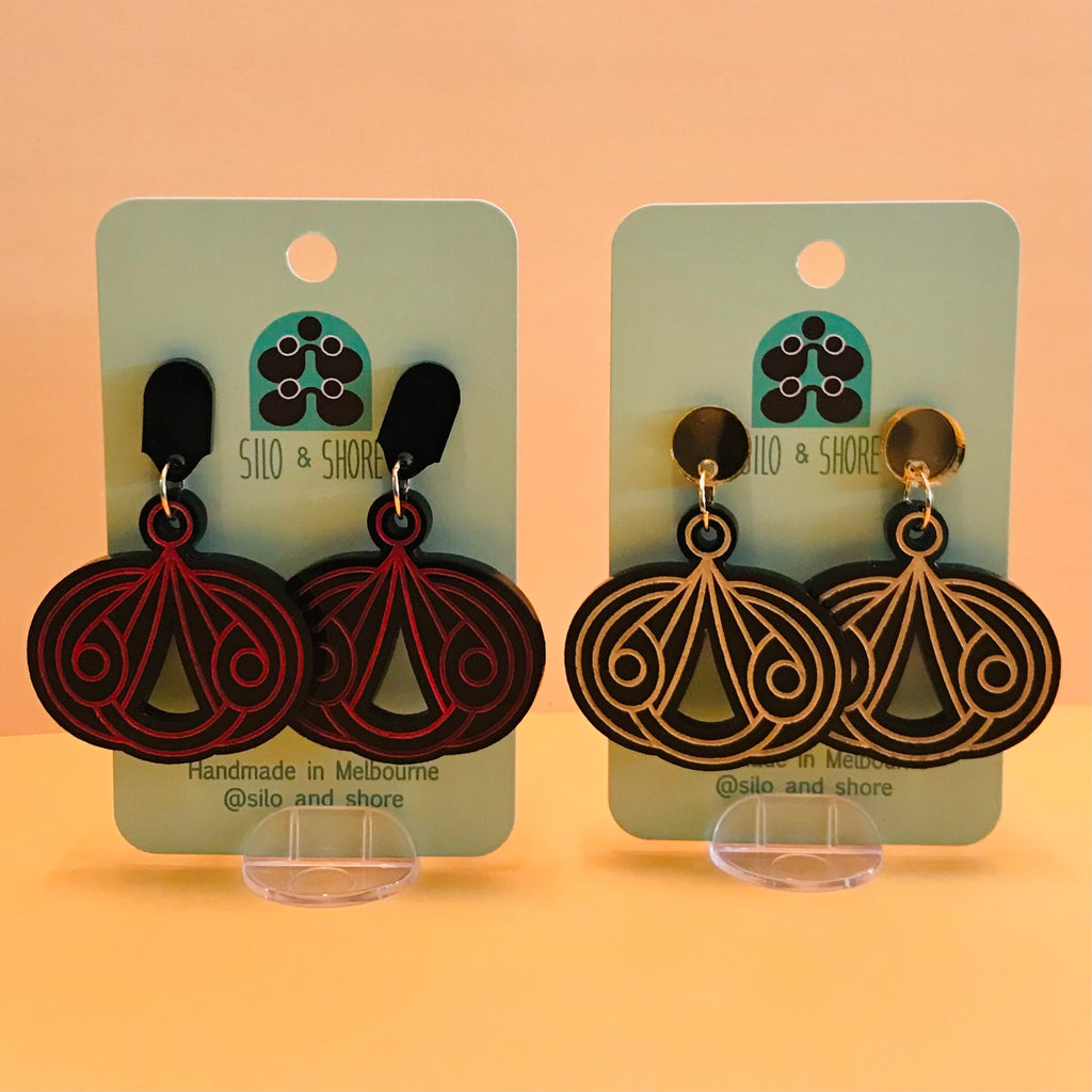 Art Deco Acrylic Earrings - Pumpkins