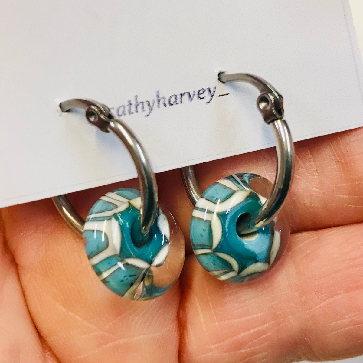Glass Bead Hoop Earrings