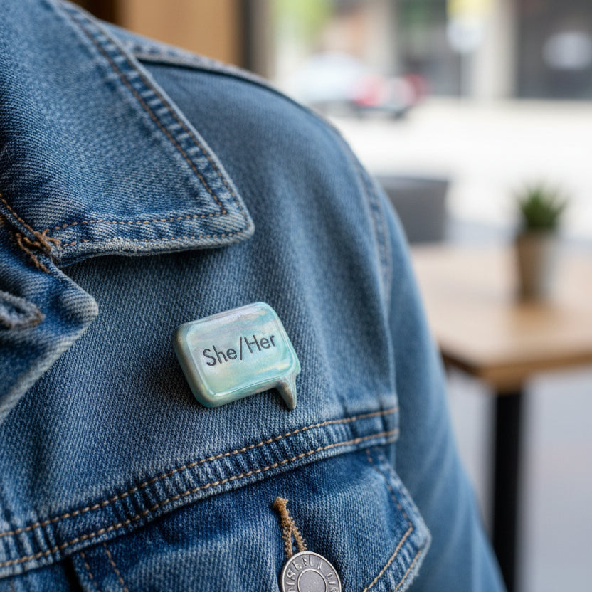 Handcrafted Pottery Gender/Pronoun Brooches