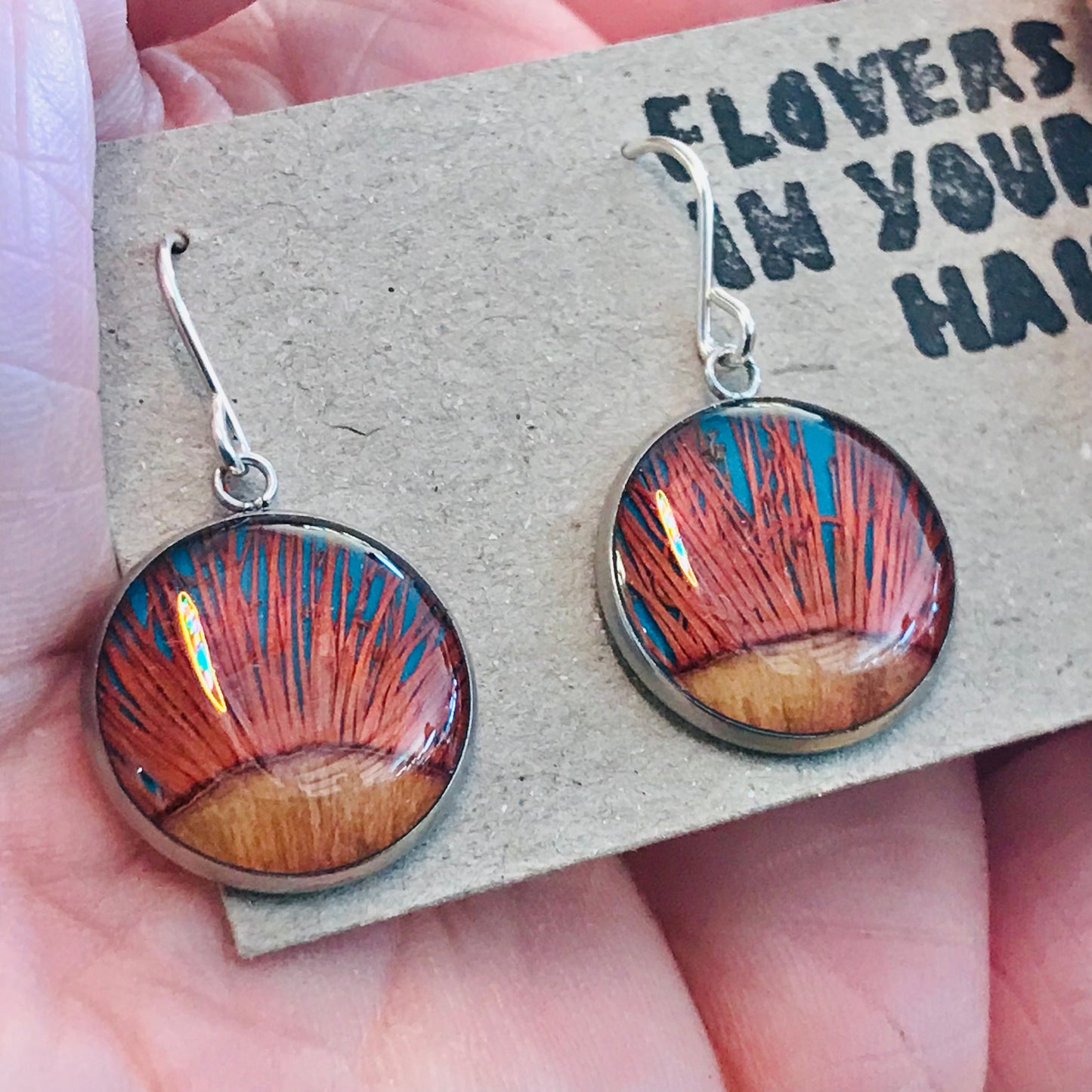 Australian flora Resin & Sterling Silver Earrings - medium