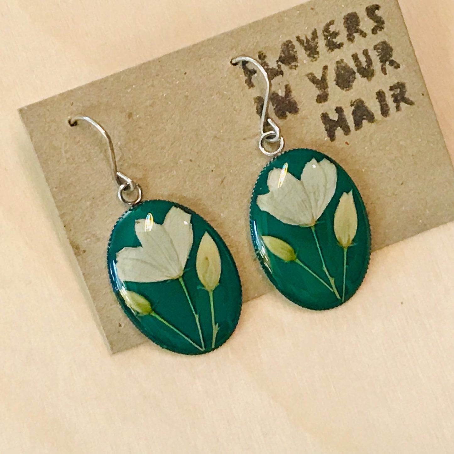 Australian flora Resin & Sterling Silver Earrings - large