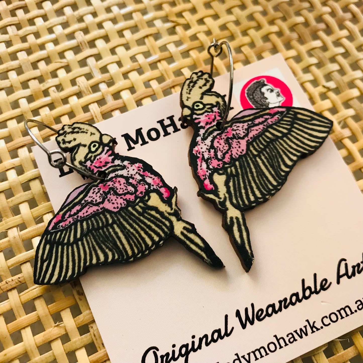 Original Art Printed Timber Earrings - hoops