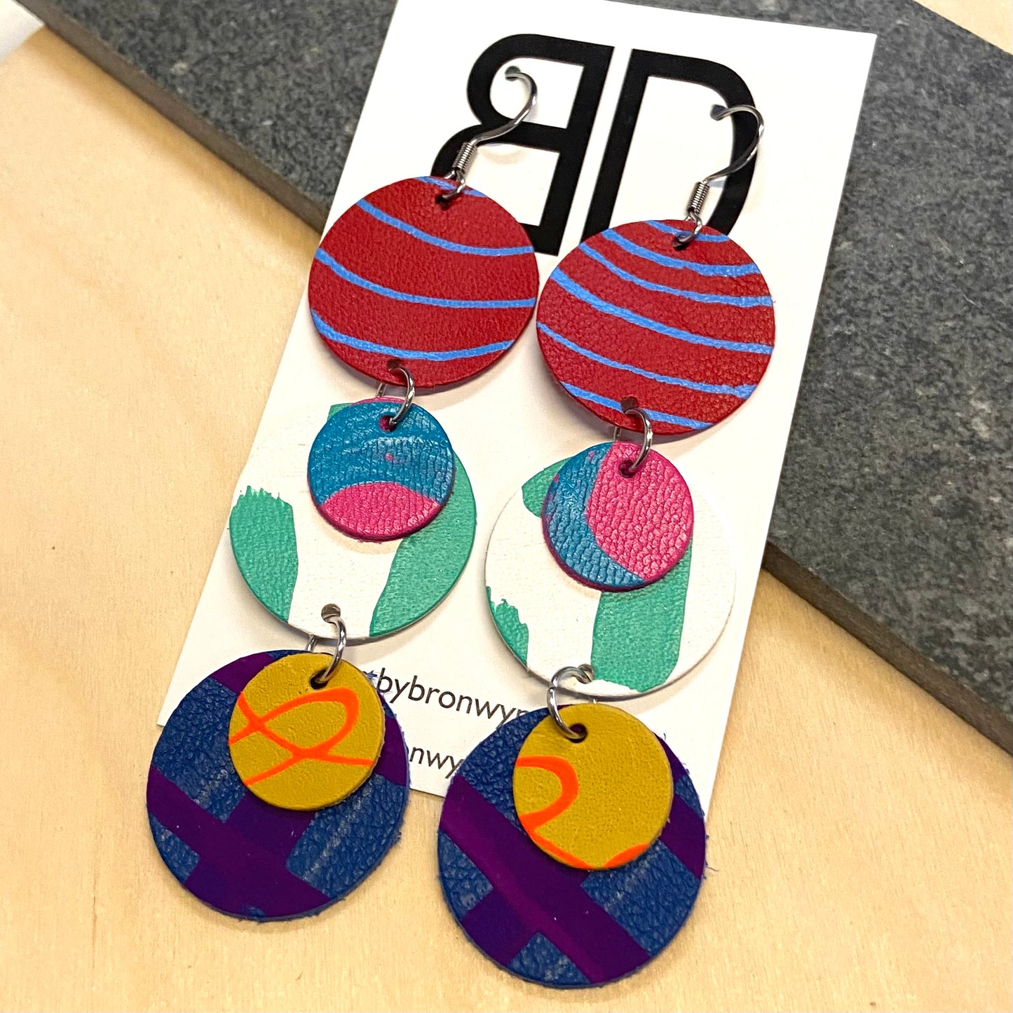 Hand painted leather earrings - The Droplet