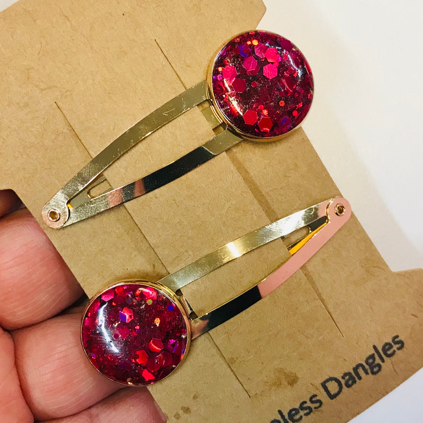 Resin Sparkle Hair Clips - Set of 2