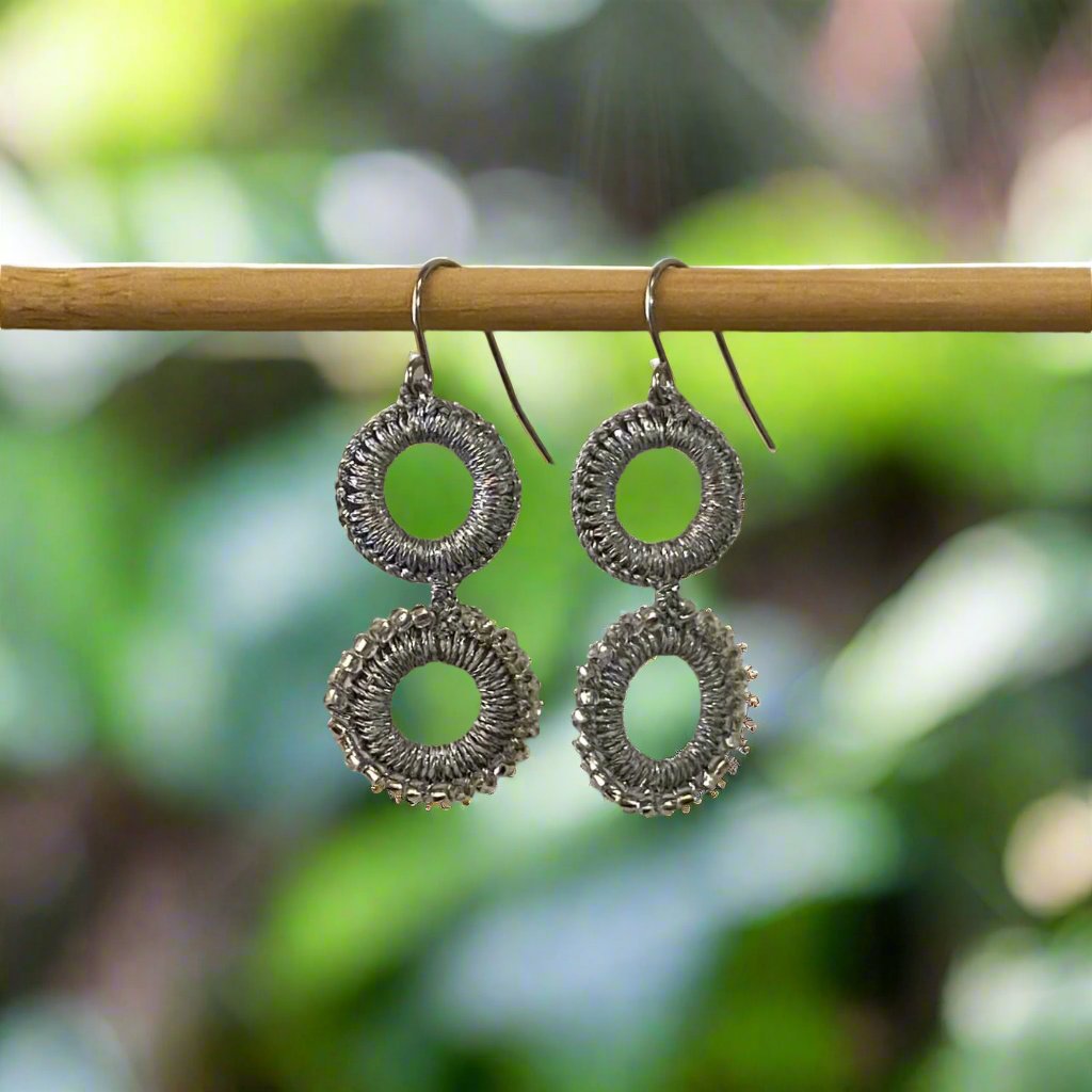Handcrafted Crochet Earrings - Metallic Silver Range