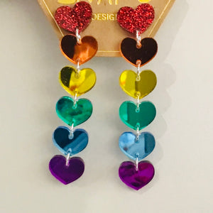 Chain of Hearts Dangle Earrings with Studs