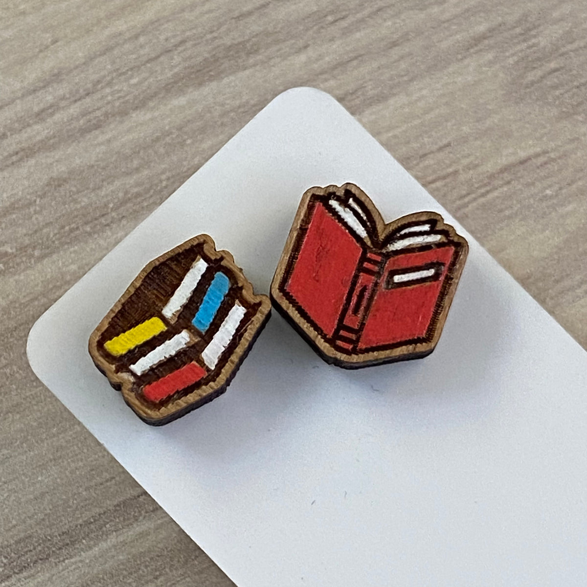 Novelty Studs Earrings - Graphic Wood