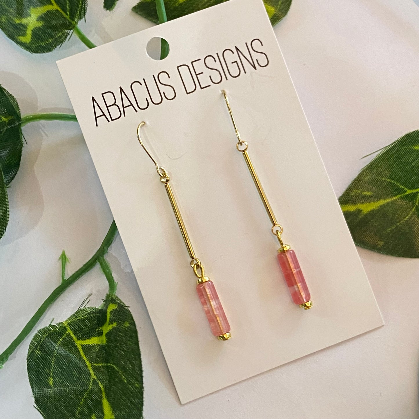 Colourful Glass & Brass Dangle Earrings