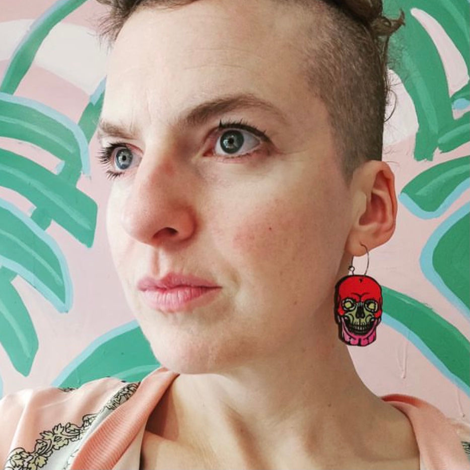 Original Art Printed Timber Earrings - hoops