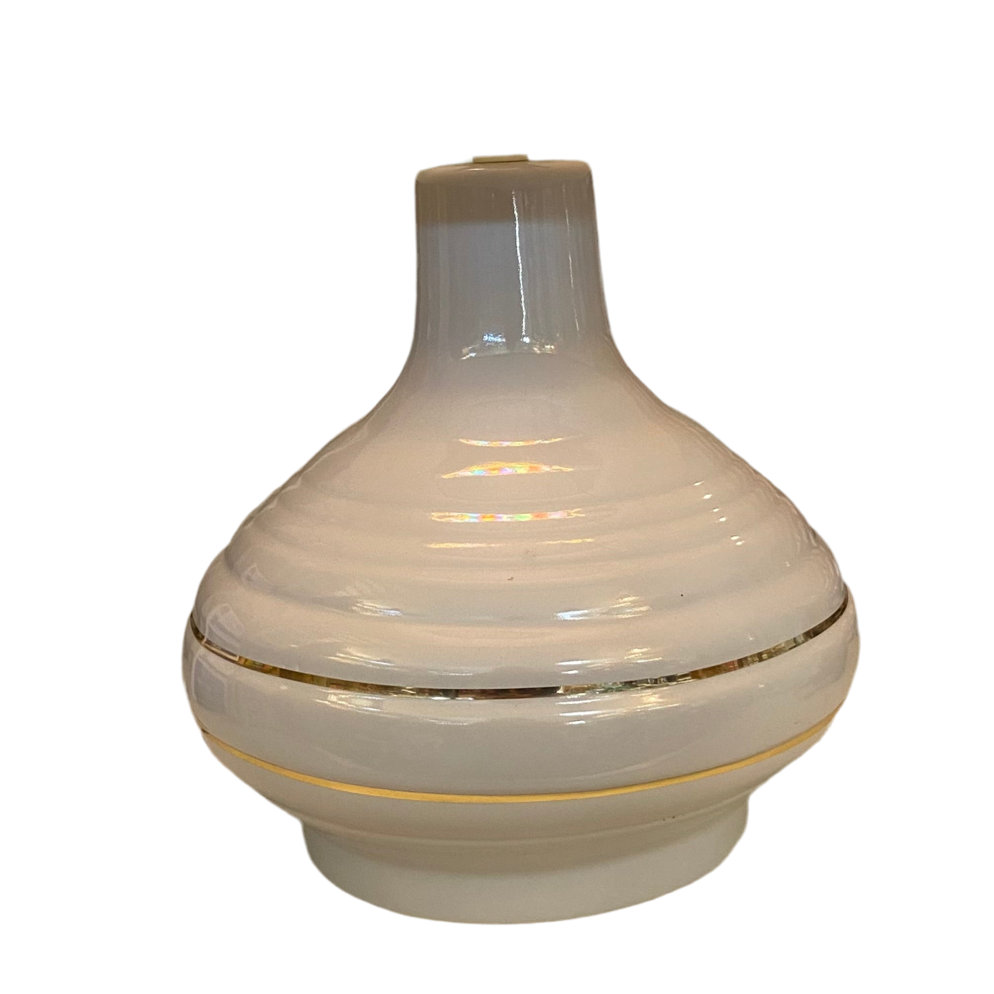 Mid Century Grey Ceramic Table Lamp with Colourful Abstract Shade