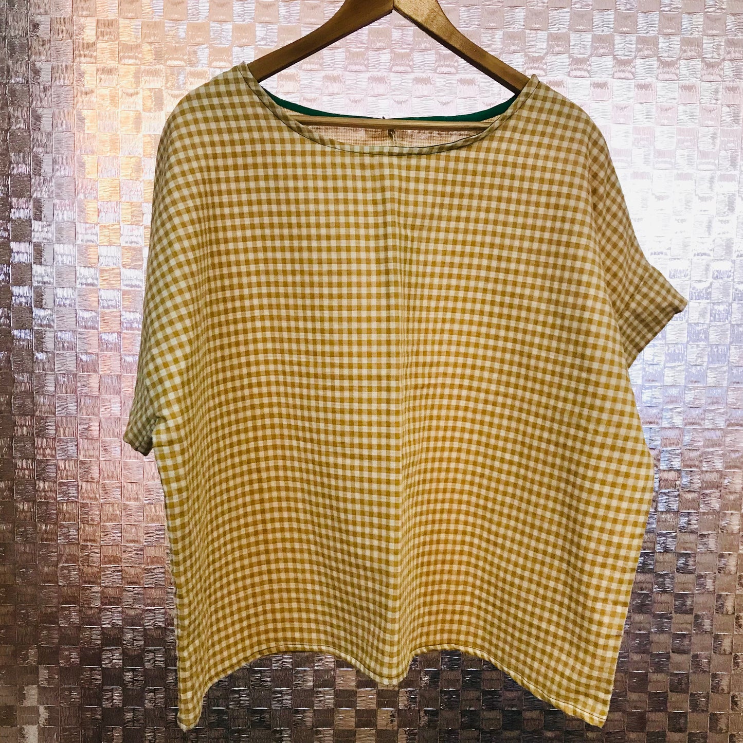 Handmade Women’s Box Top - Mustard Gingham (M/L)