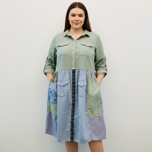 Scarecrow Dress - Mint & Blue
