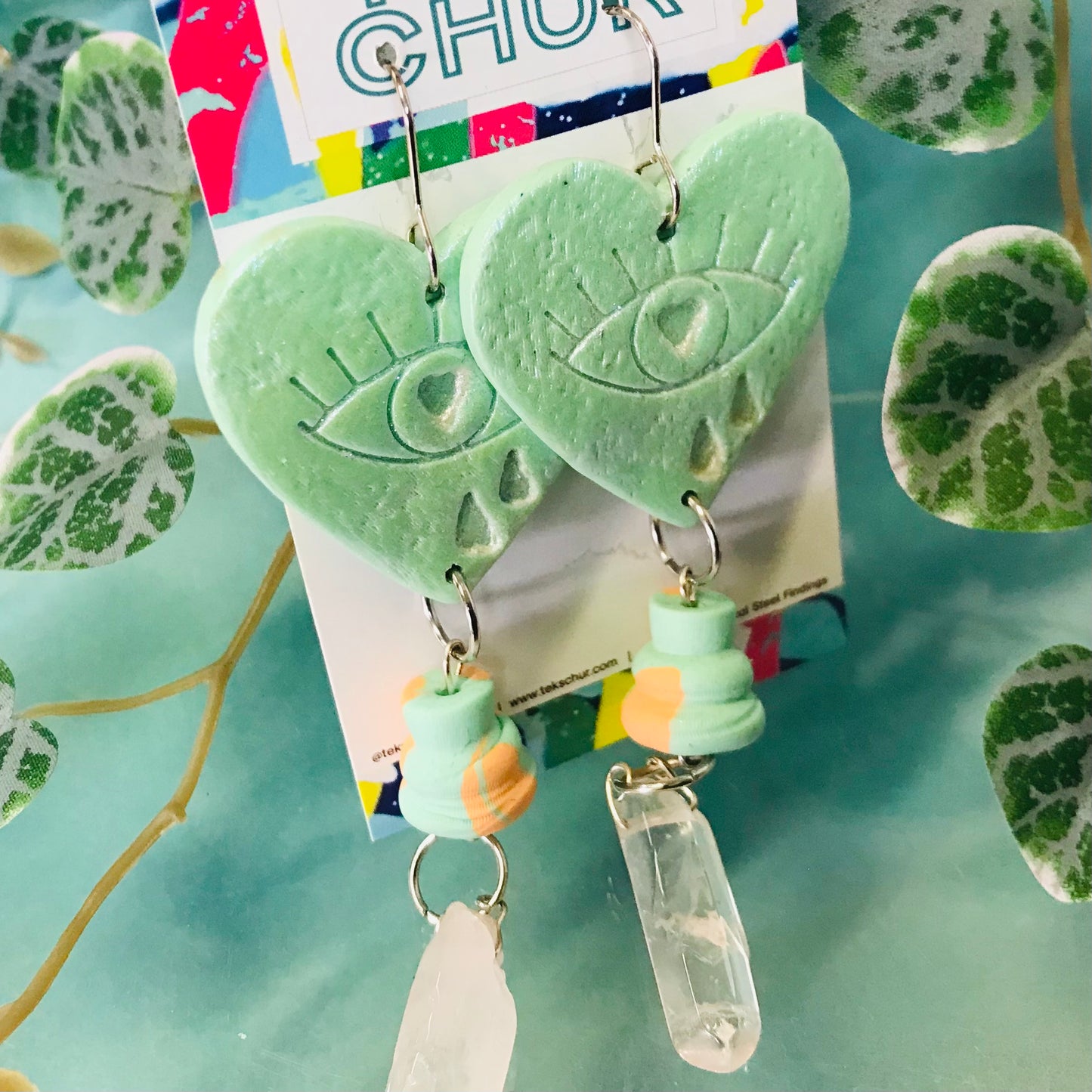 Polymer Clay Statement Earrings - Hearts