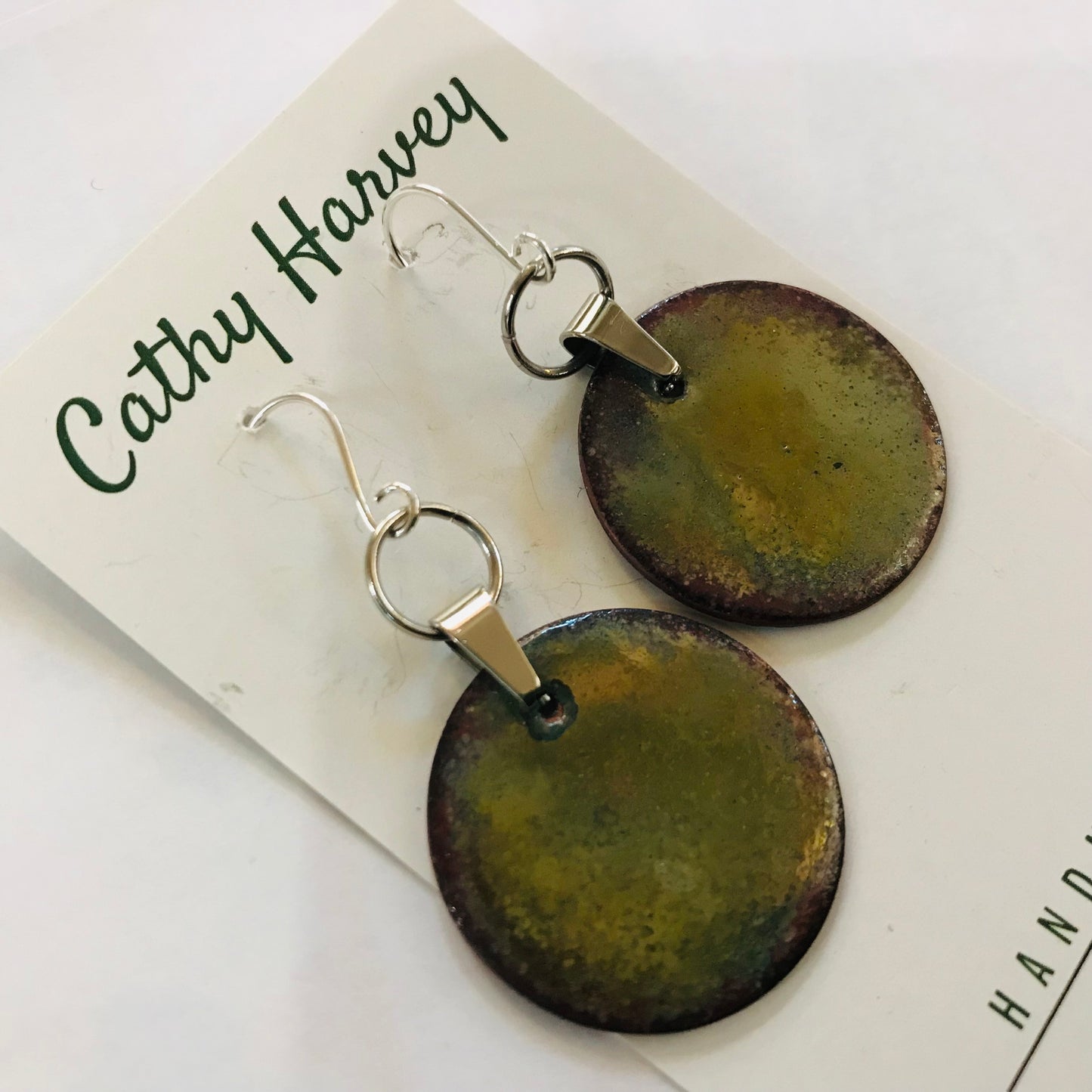 Handpainted Earrings -  Enamel on Copper