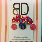 Hand painted leather bold statement earrings - The Dome Mini (with hook)