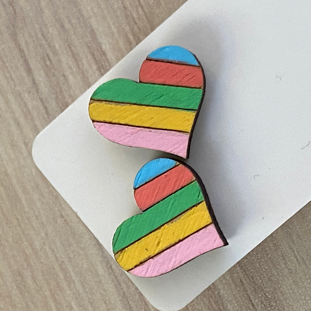 Novelty Studs Earrings - Graphic Wood
