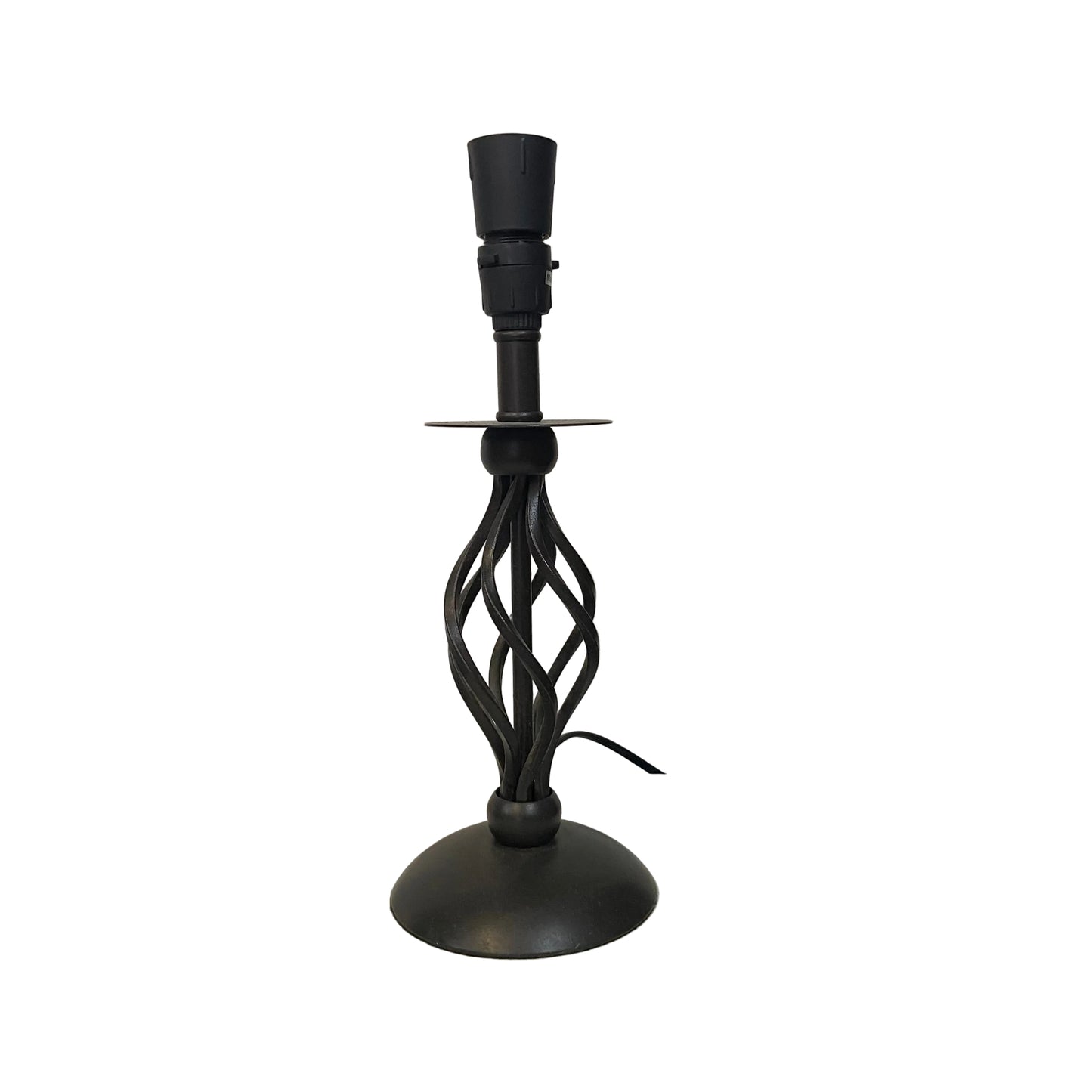 Twisted Iron Table Lamp with Blue Bush Shade