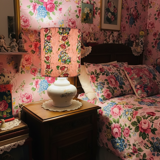 Custom Lamp Shade only - Kitsch Retro Pink Floral