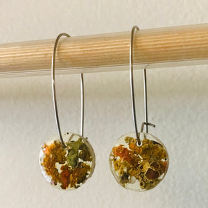 Clear Resin Lichen & Metal Shaving Earrings (small)