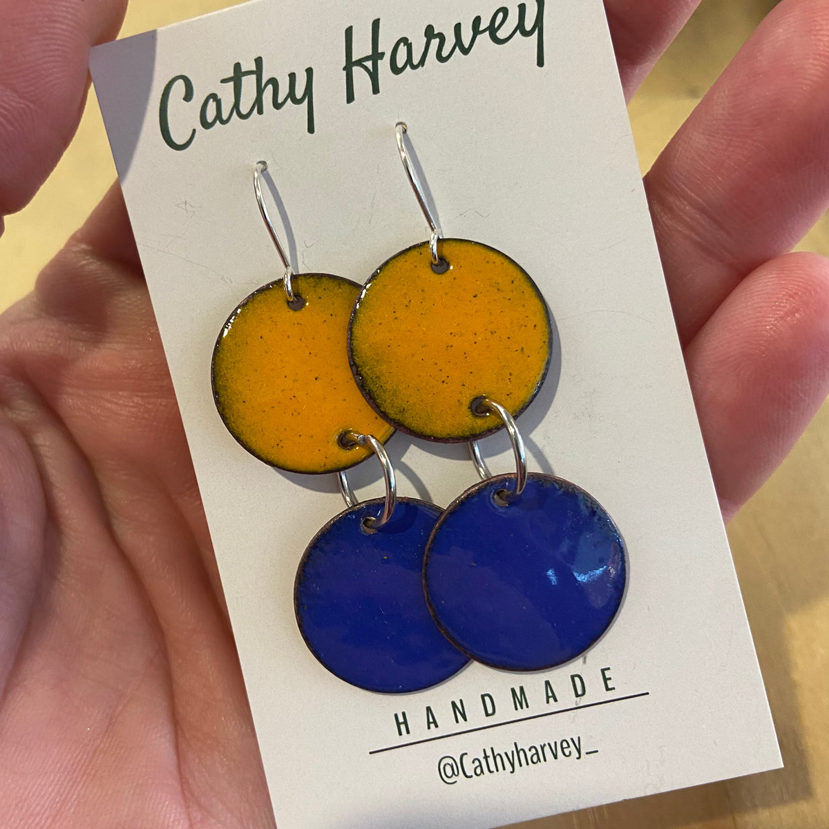 Handpainted Earrings -  Enamel on Copper