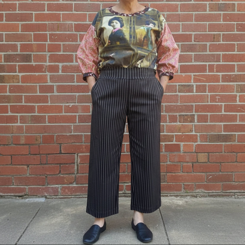 Women's Handmade Band Pants - Pinstripe