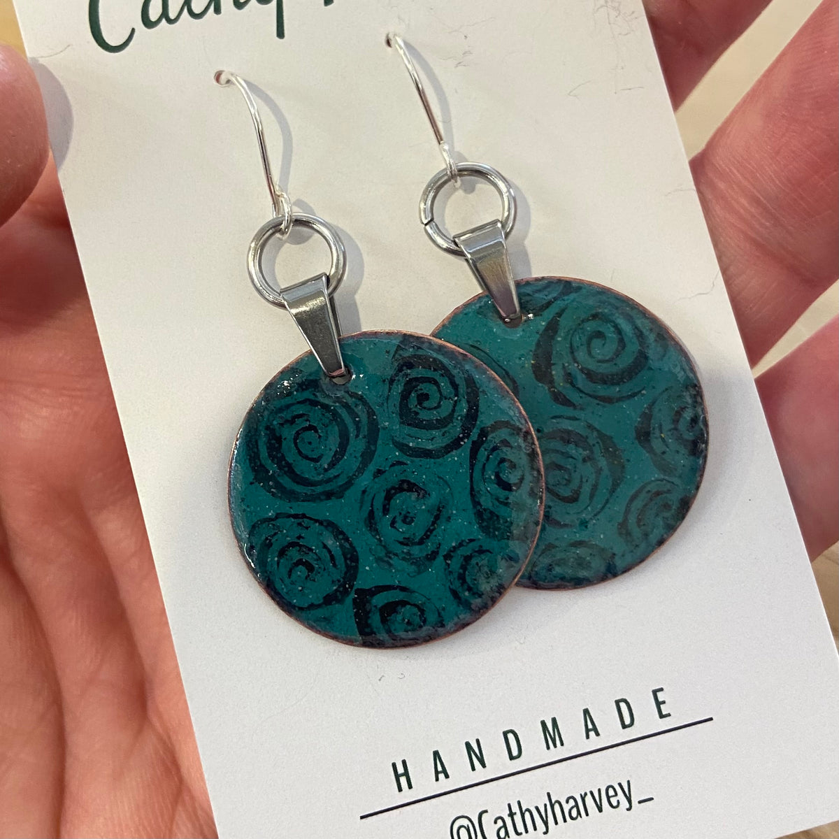 Handpainted Earrings -  Enamel on Copper