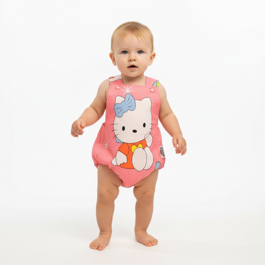 Baby Toddler Summer Romper - Upcycled Cute Kitties