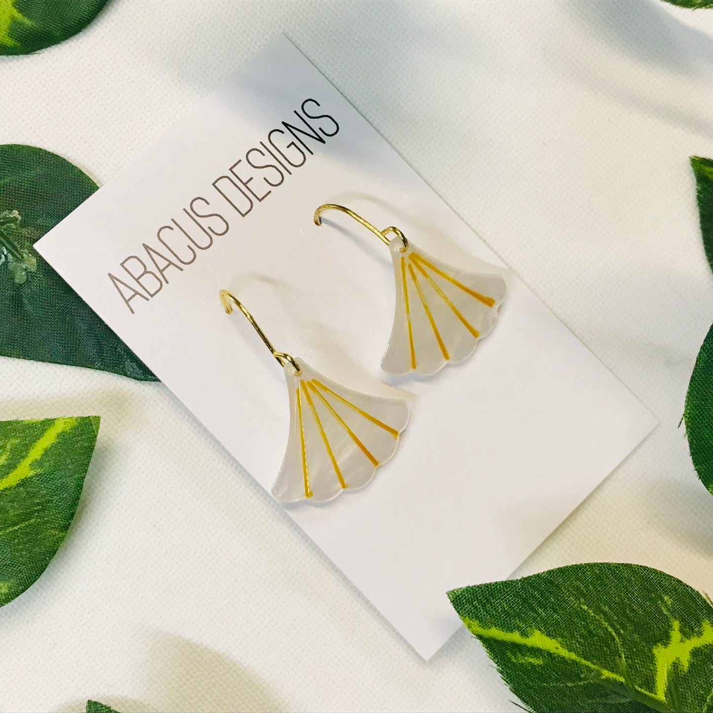 Pearlescent & Brass Dangle Earrings